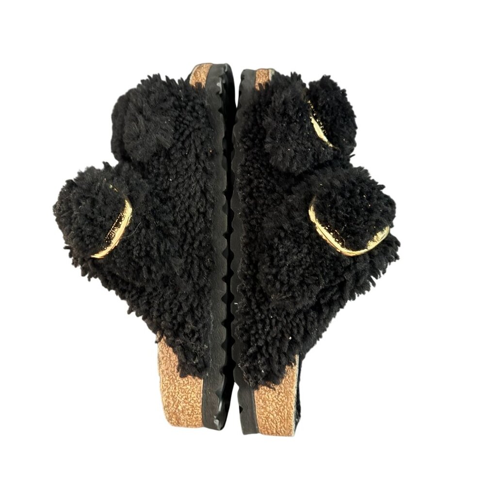 Birkenstock Arizona Big Buckle Shearling Sandal Teddy Black Women's, Sz 37 NWOB - Picture 7 of 9